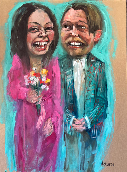 Expressive double portrait of a couple — partnership, shared purpose, and looking ahead together.