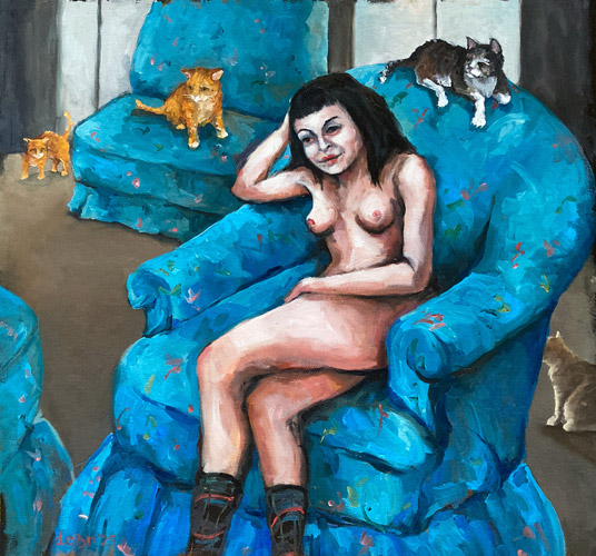 Woman in Blue Armchair painting thumbnail
