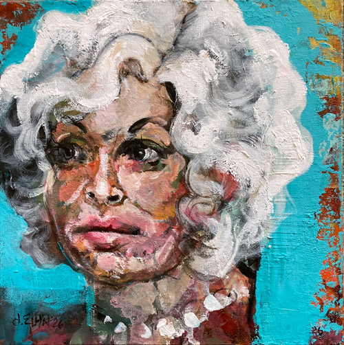 Dolly Parton tribute painting. acrylic on canvas board 12