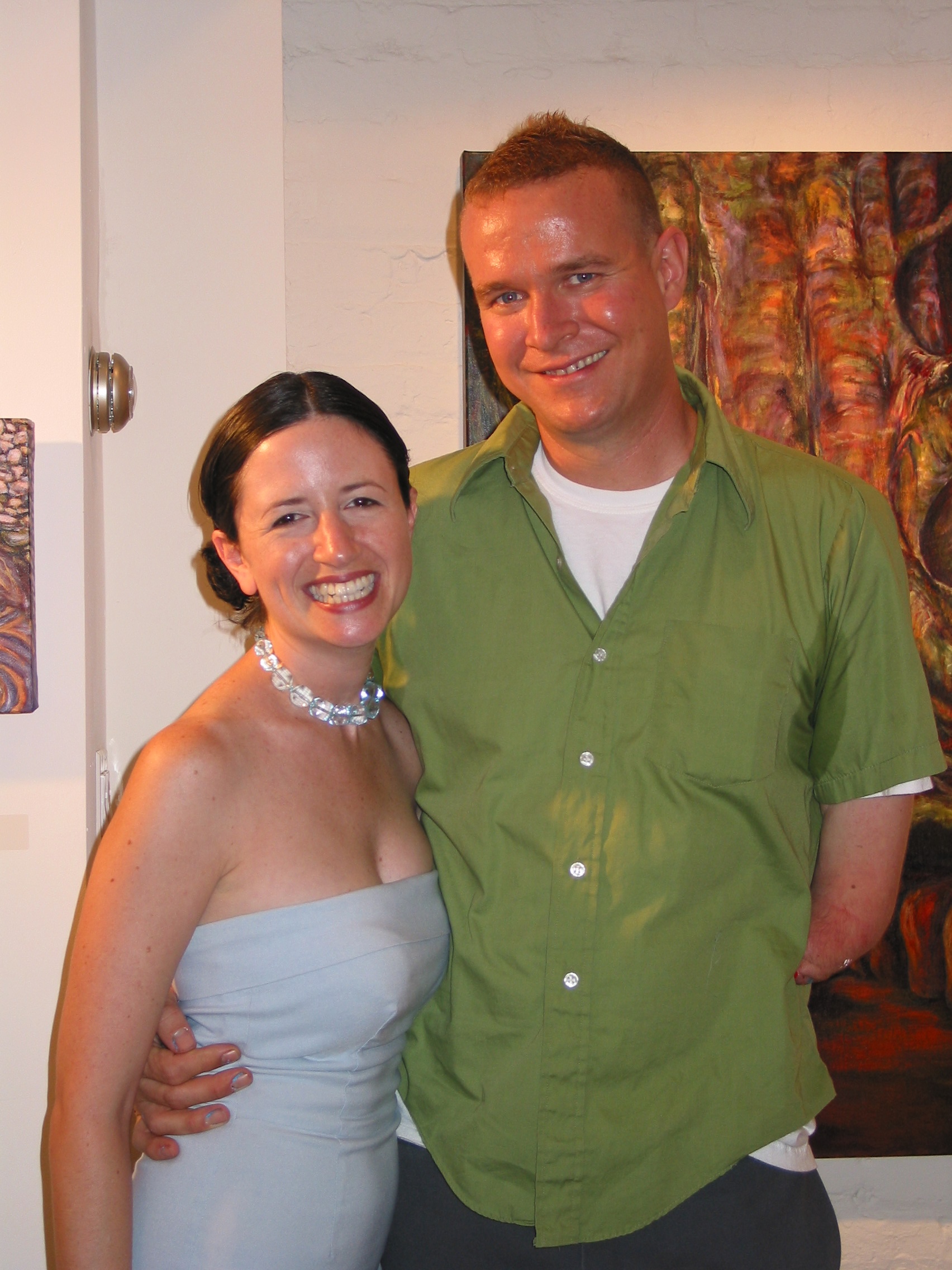 Dana Ellyn with a guest at the Gallery 325 opening reception, 2002