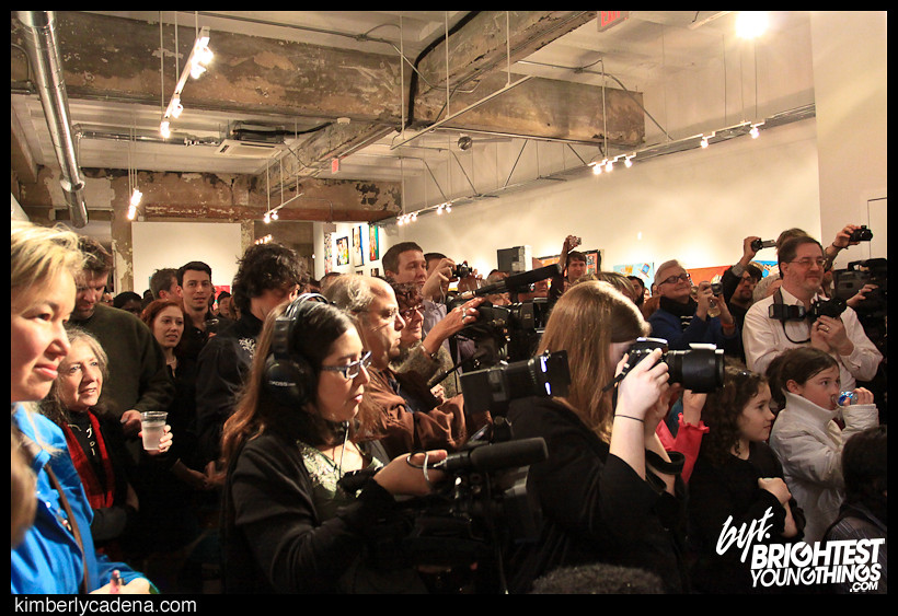 The crowd watching the ceremony