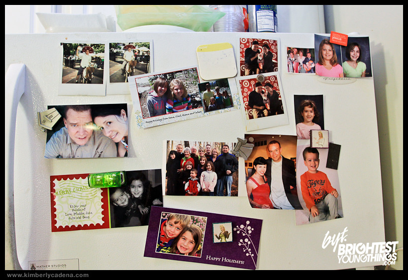 Photos on a refrigerator