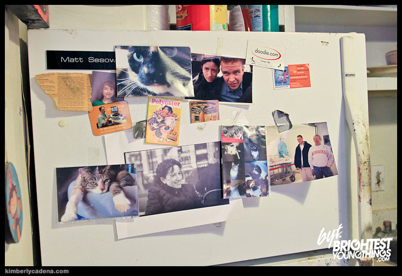 Photos on a refrigerator
