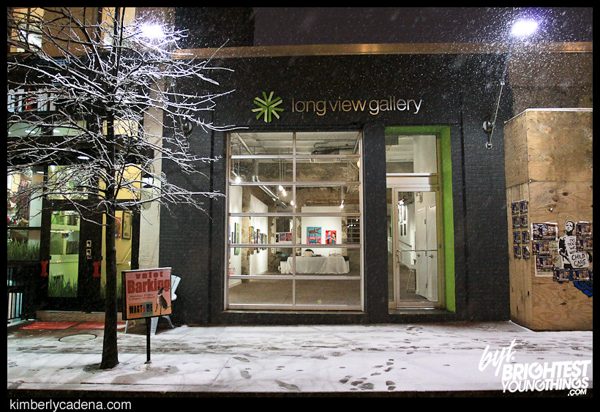 Long View Gallery in the snow on opening night, February 5, 2010
