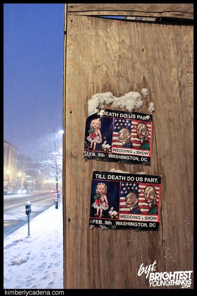 Till Death Do Us Part posters in the snow