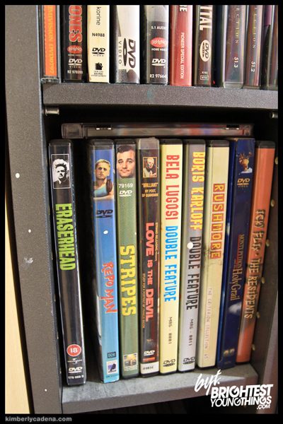 DVDs on a shelf