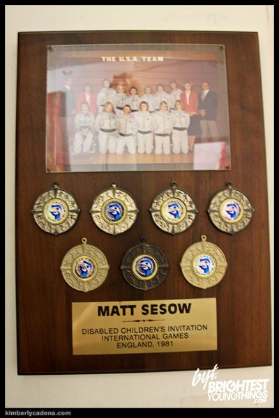 Matt’s plaque from the U.S.A. team, Disabled Children’s Invitation International Games, England
