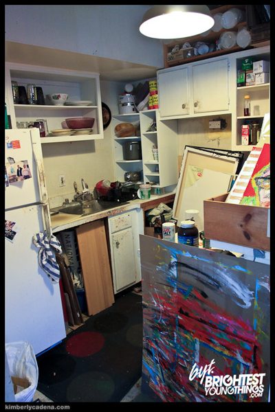The kitchen corner of the studio
