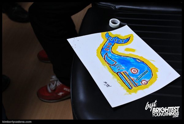 A drawing of a whale