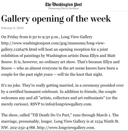 The Washington Post, Gallery opening of the week, February 5, 2010