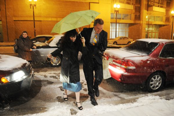 Dana Ellyn and Matt Sesow's wedding, Long View Gallery, 2010: Arriving in the snow