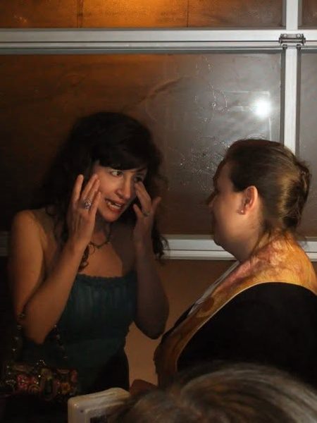Dana Ellyn and Matt Sesow's wedding at Long View Gallery, 2010: Dana with the officiant