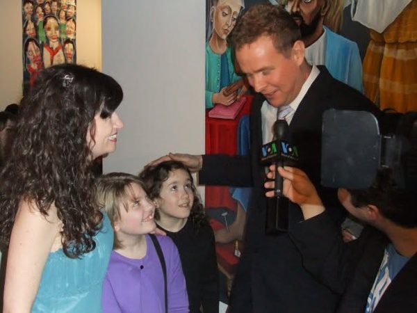 Dana Ellyn and Matt Sesow's wedding at Long View Gallery, 2010: Matt being interviewed, with Dana
