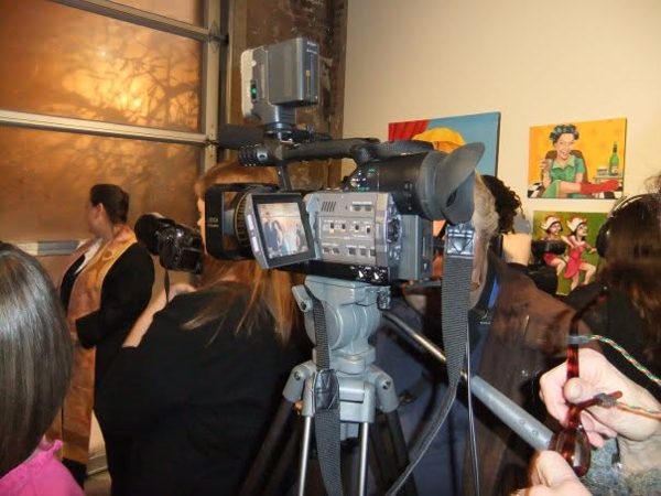 Dana Ellyn and Matt Sesow's wedding at Long View Gallery, 2010: TV cameras at the opening