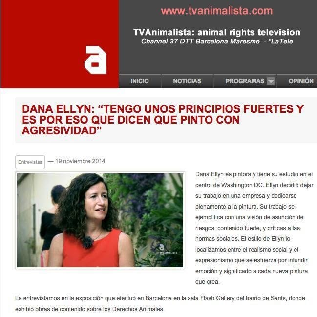 Screenshot of the TVAnimalista interview article about Dana Ellyn, November 19, 2014