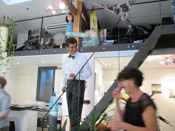 Gallery owner David Correa on the stairs inside Flash Gallery