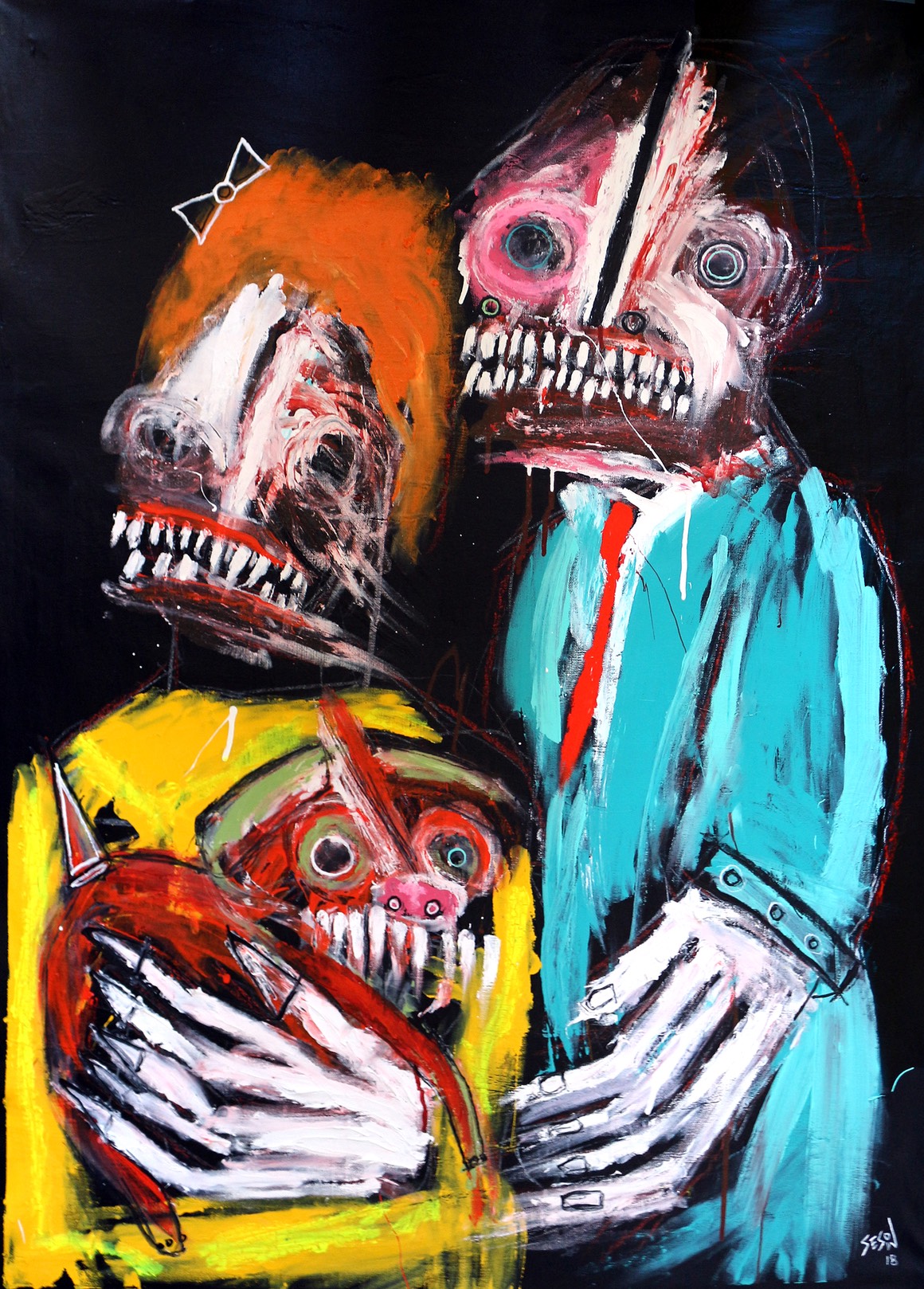 Family Portrait by Matt Sesow, exhibited in Radical Fluidity: Grotesque in Art at the Museum of St. Petersburg Art, 2018