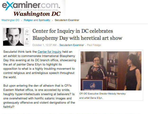 The Examiner article about Blasphemy Day exhibition