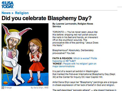 USA Today article about International Blasphemy Day featuring Dana Ellyn