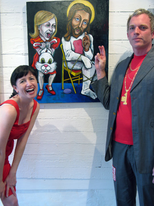 Dana Ellyn and Era owner Chet Fisher at Up for Discussion, Era Gallery, Wilmington, NC, 2008