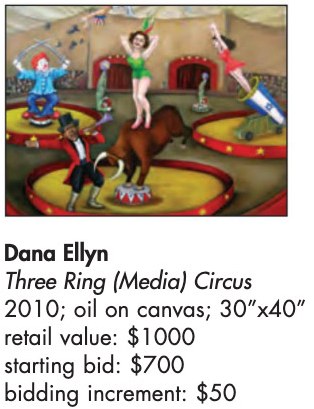 Dana Ellyn's entry for Three Ring (Media) Circus in the 2010 Transformer auction catalog