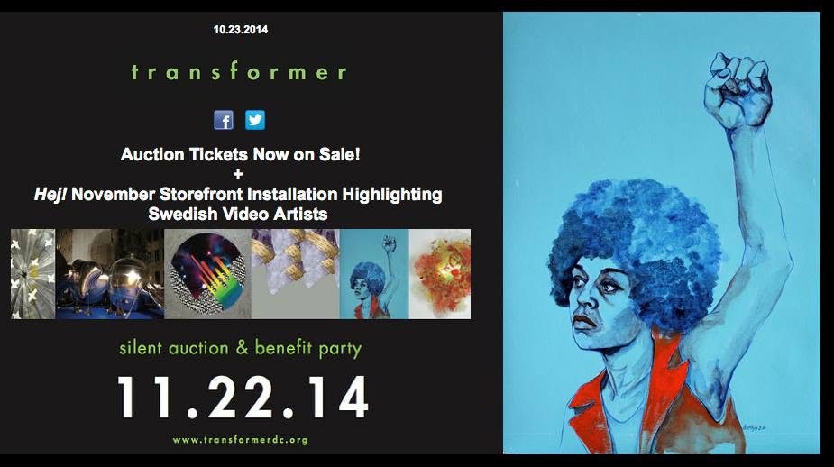 Transformer’s 2014 auction announcement, with Angela, 11th annual Transformer auction, Katzen Arts Center, 2014