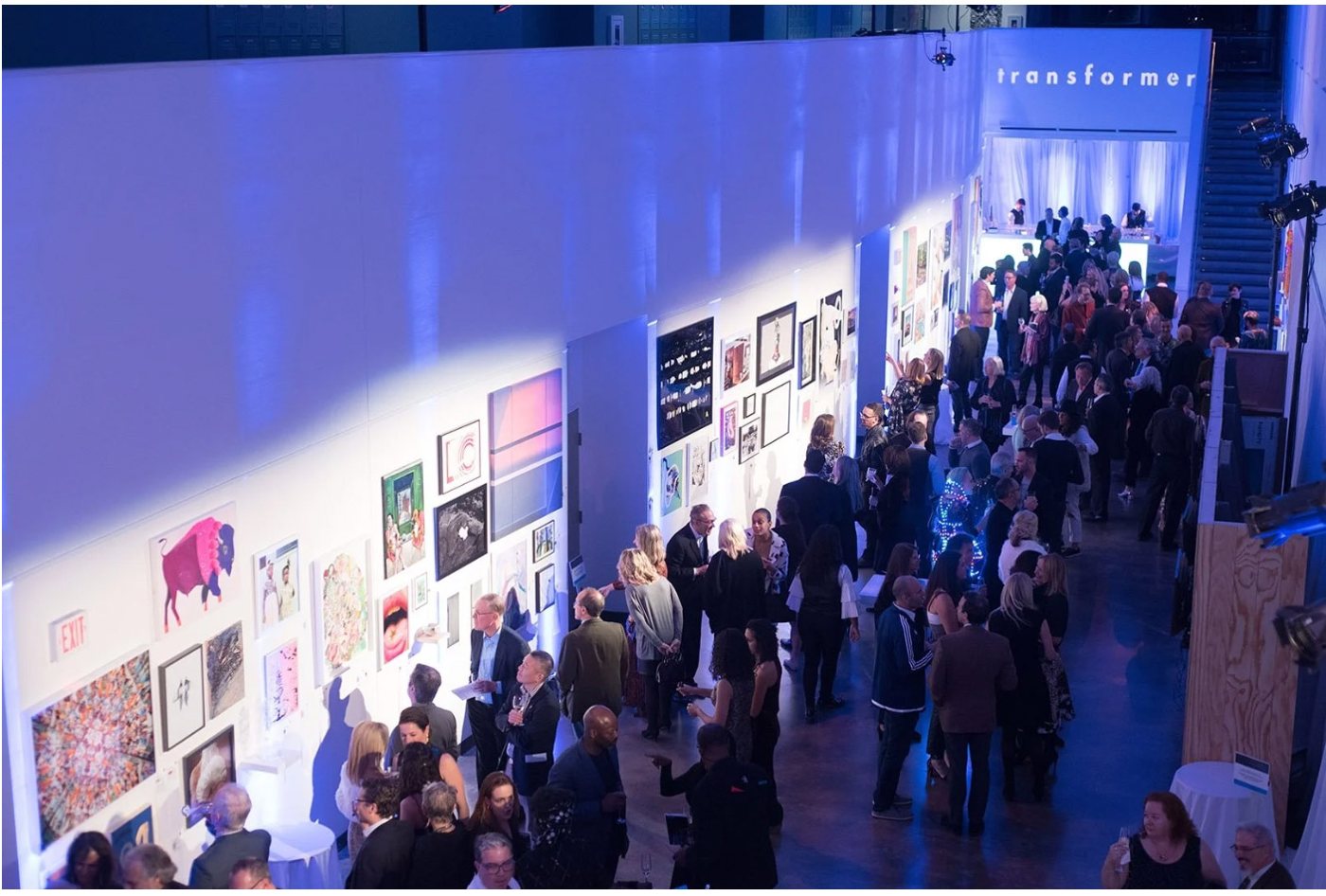 Looking down the gallery, 14th annual Transformer auction, Katzen Arts Center, 2017
