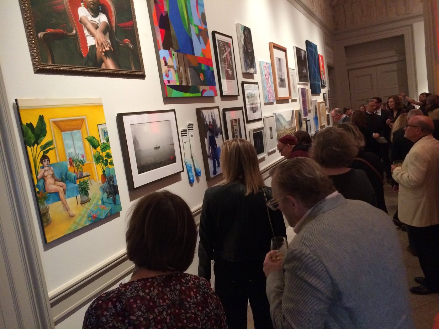 The crowd along the wall, 16th annual Transformer auction, The Corcoran, 2019