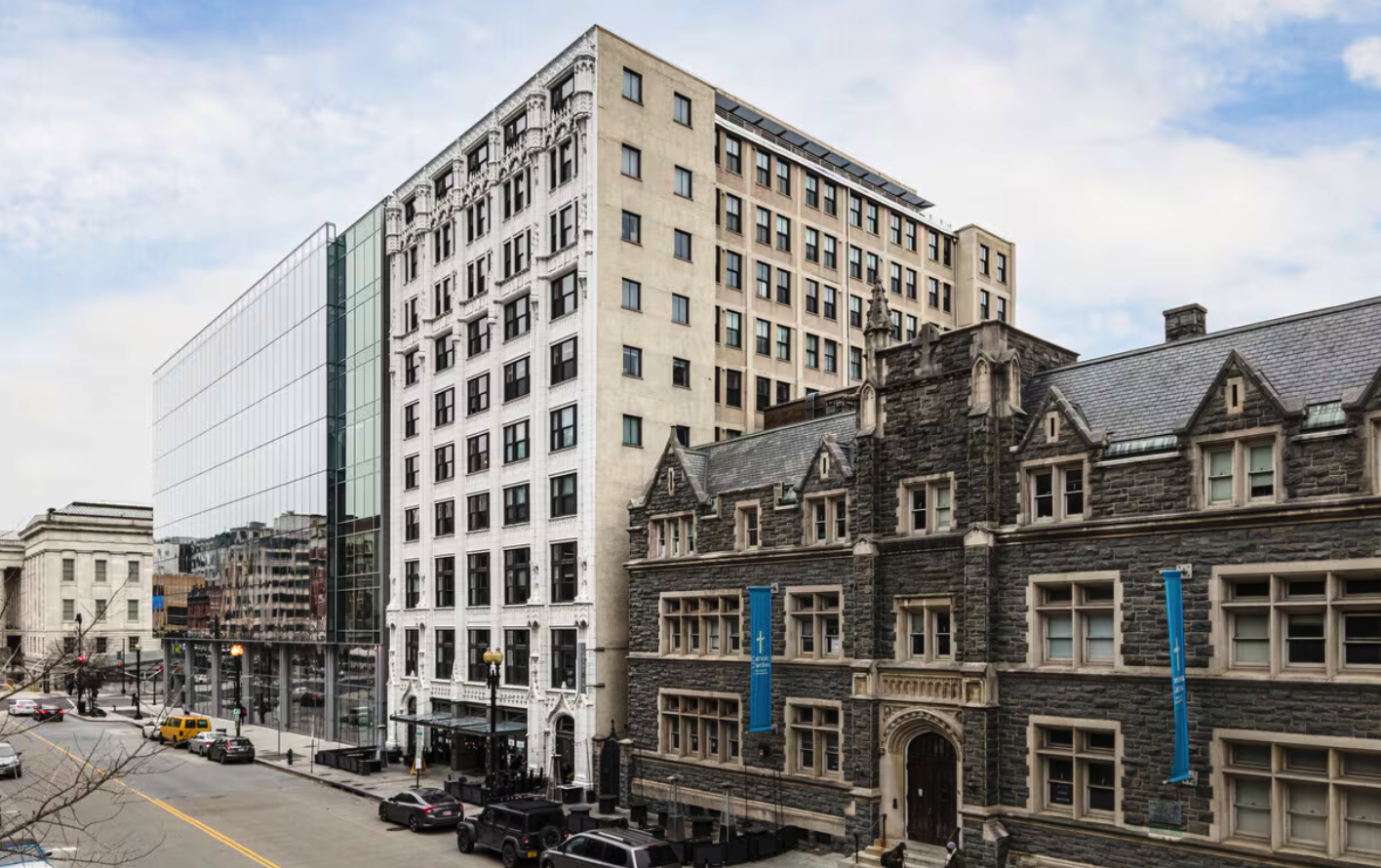 Mather Studios building at 916 G Street NW in downtown Washington DC, next to the Smithsonian National Portrait Gallery and St. Patrick's Church